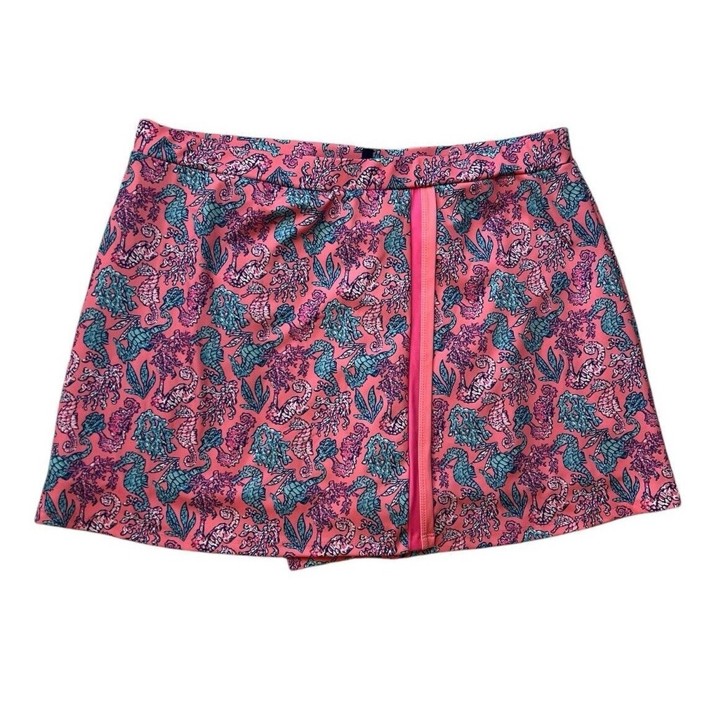 Simply Southern Seahorse Pink & Blue Pull On Golf Skort Size XL